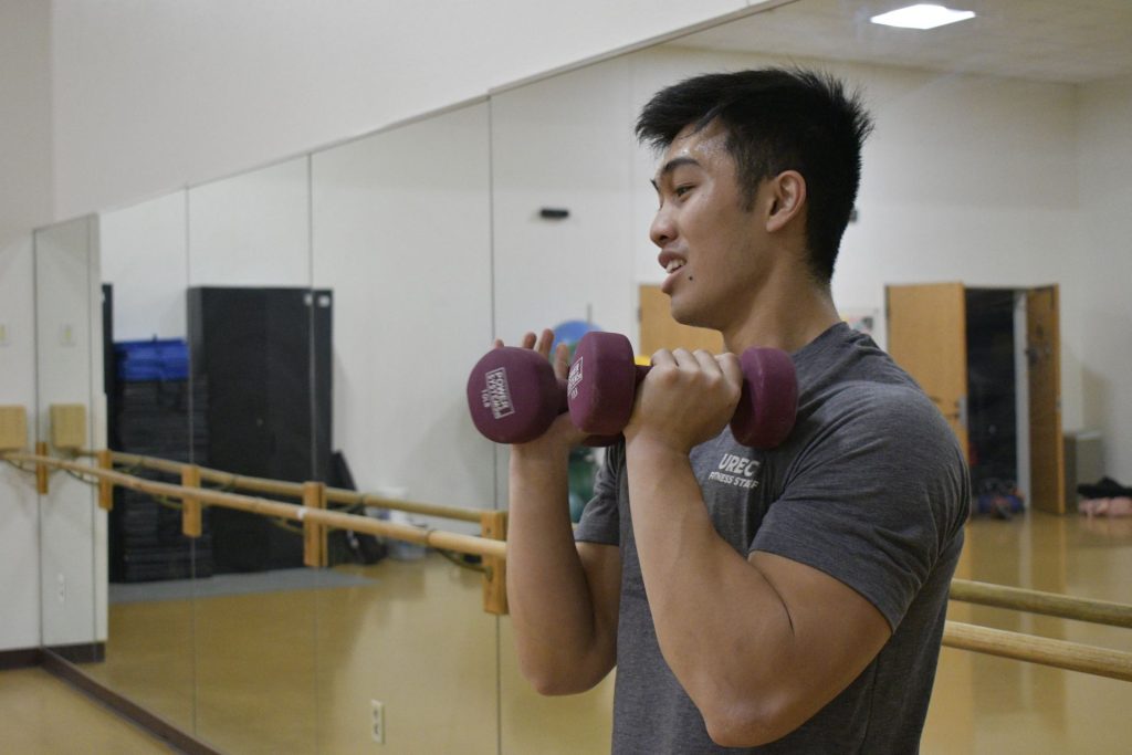 A person using dumbells
